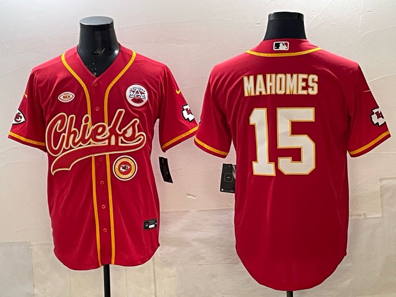 Men 2025 Nike Kansas City Chiefs #15 Mahomes Red 3th generation Joint Name Limited NFL Jersey 004